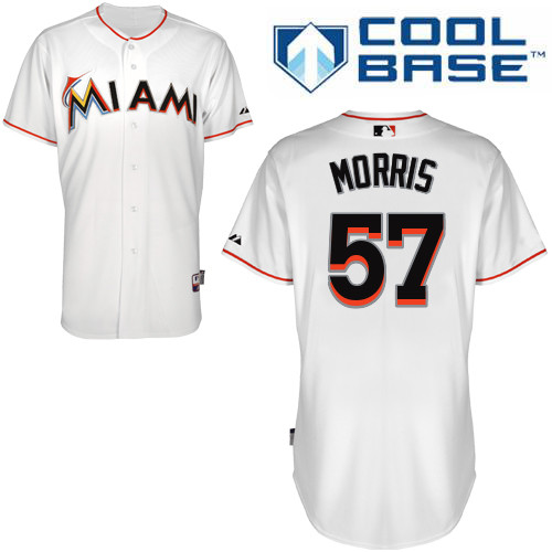 Bryan Morris #57 MLB Jersey-Miami Marlins Men's Authentic Home White Cool Base Baseball Jersey